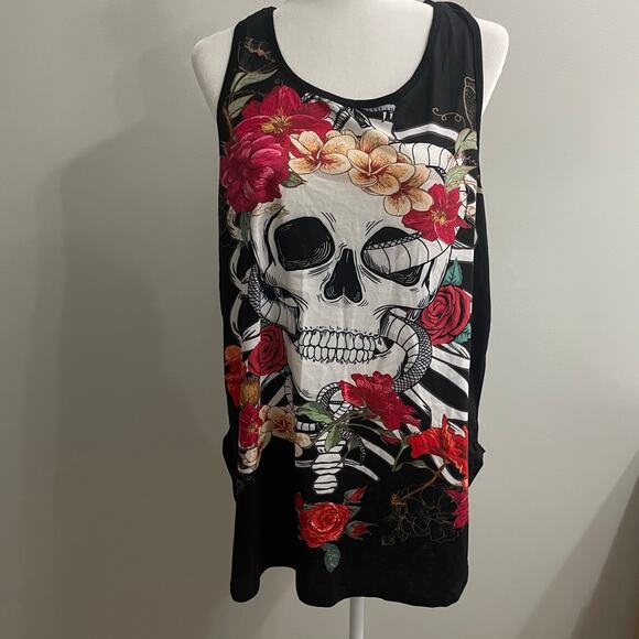 LoveU. Dear Women’s Grunge Skull Racer Back Tank Sz XL Whimsygoth  Style - Picture 10 of 10